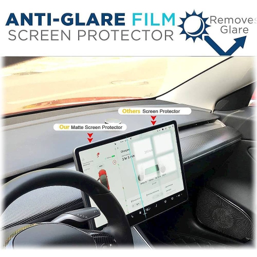 SaharaCase - ZeroDamage Ultra Strong Tempered Glass Screen Protector for Tesla Model 3 and Model Y - Matte Clear