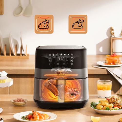 Refurbished -Ultima Cosa Digital Air Fryer - 5L/5.3QT - Black Stainless Steel