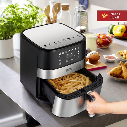 Refurbished -Ultima Cosa Digital Air Fryer - 5L/5.3QT - Black Stainless Steel