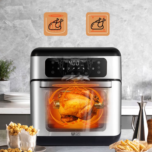 Refurbished -Ultima Cosa Digital Air Fryer Oven - 10L/10.6QT - Black Stainless Steel