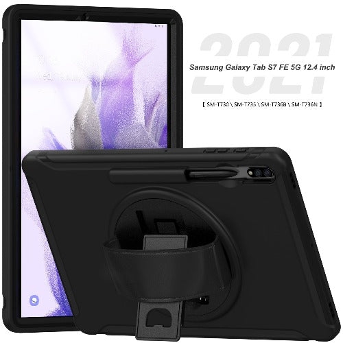 SaharaCase - Protection Hand Strap Case for Samsung Galaxy Tab S7 FE - Black