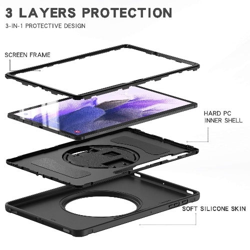 SaharaCase - Protection Hand Strap Case for Samsung Galaxy Tab S7 FE - Black