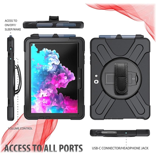 SaharaCase - PROTECTION Hand Strap Series Case for Microsoft Surface Go 3 - Black