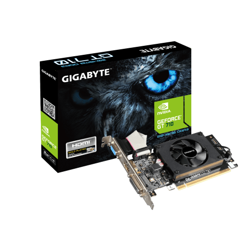 Carte graphique GeForce GT 710 2 Go DDR3 954 MHz Gigabyte noire