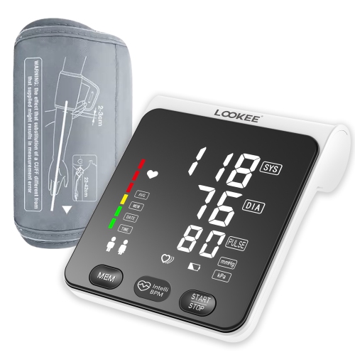 LOOKEE® A2 Premium LED Automatic Upper Arm Blood Pressure Monitor with Super Large 6.4" Bright White LED Panel