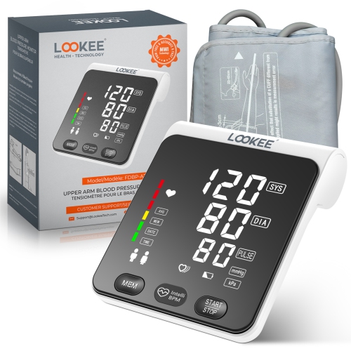 LOOKEE® A2 Premium Blood Pressure Machine for Home Use | Proudly Canadian |Large 6.4” LED Display | Slim Design Upper Arm Large Cuff Automatic Blood