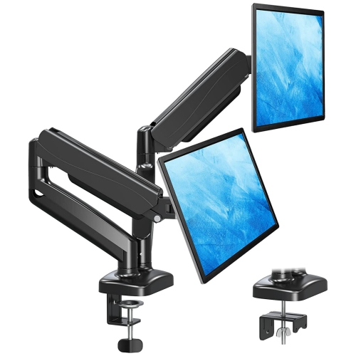 NIERBO  Dual Monitor Stand, Fully Adjustable Gas Spring Dual Monitor Mount, Monitor Desk Mount w C Clamp, Double Monitor Arm for 2 Computer Screen
