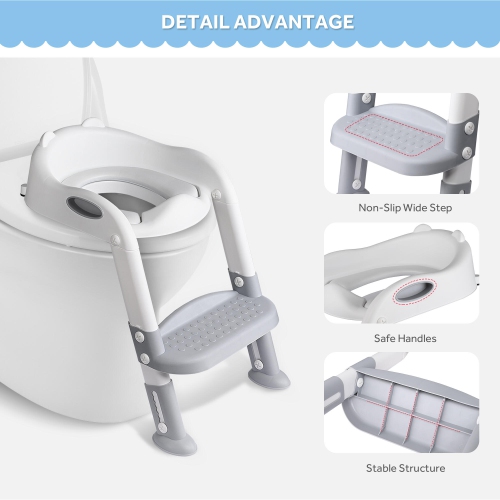 Kids Adjustable Toddler Toilet Potty Training Seat with Step Stool Ladder for Kids Boys Girls Support to 110lbs