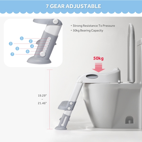 Kids Adjustable Toddler Toilet Potty Training Seat with Step Stool Ladder for Kids Boys Girls Support to 110lbs