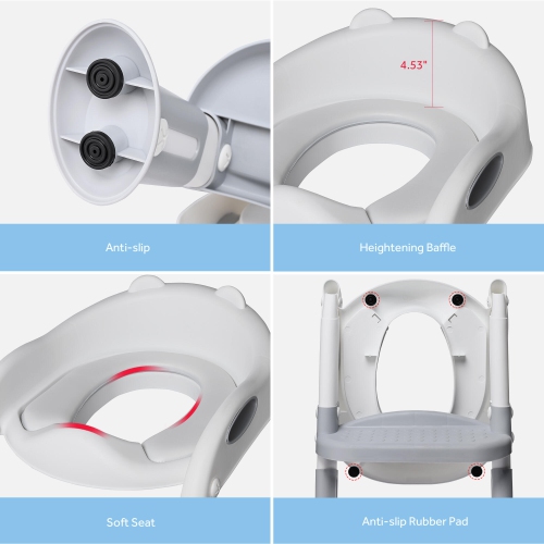 Kids Adjustable Toddler Toilet Potty Training Seat with Step Stool Ladder for Kids Boys Girls Support to 110lbs