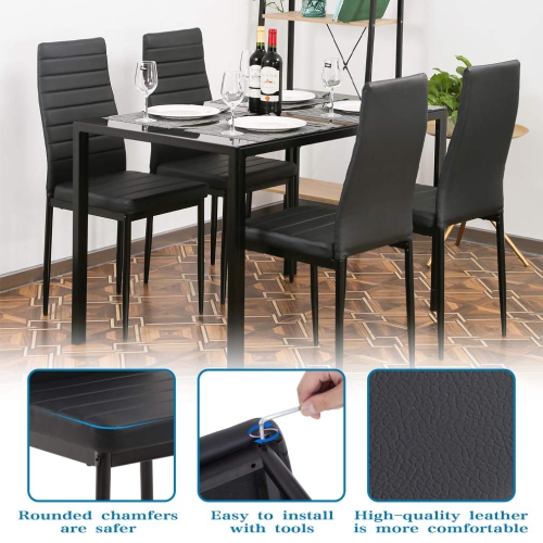 4 Table with Chairs Dining Table Set for Small Spaces