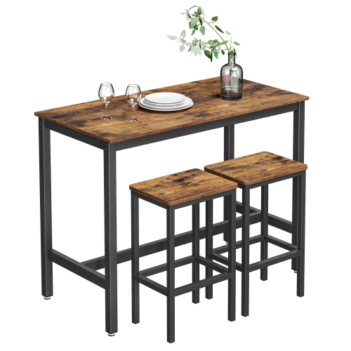 Furniture One Table Set with Bar Chairs Rustic Brown