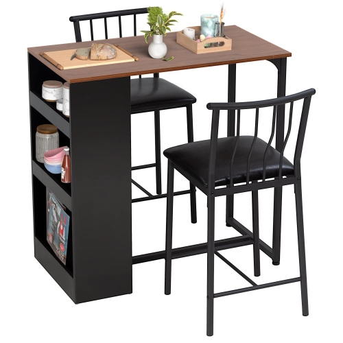 Furniture One 3 Pieces Dining Table Set Black