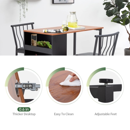 Furniture One 3 Pieces Dining Table Set Black