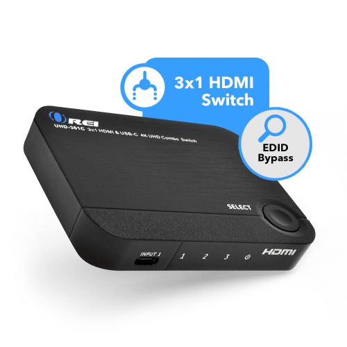 4K 3x1 HDMI Switch 2 HDMI + USB-C Input