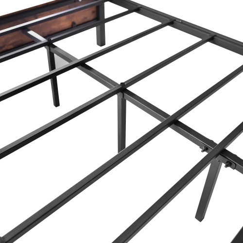 Furniture One Queen Size Bed Frames with Wood Headboard and Footboard Black