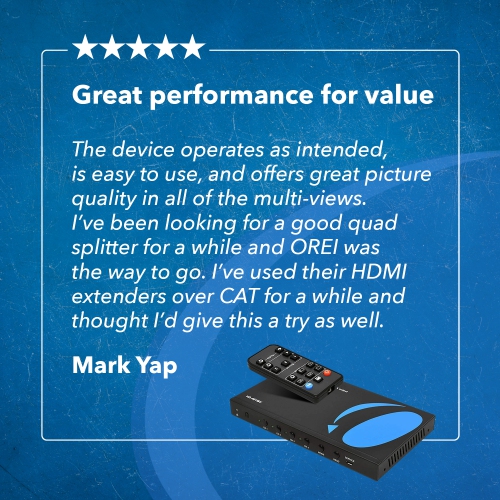 Quad Multi Viewer 4x1 HDMI Switch HDMI/VGA Output Full HD 1080p