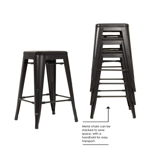 Bar Stools 24 Inch Counter Height Stackable Barstools Indoor Outdoor 4Pack