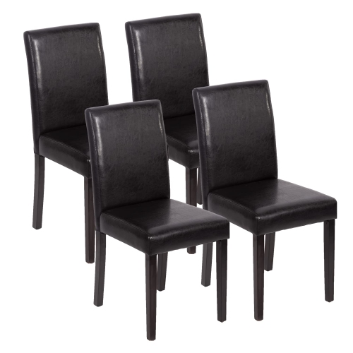FURNITURE ONE  Leather Dining Chairs Set Of 4 In Black
