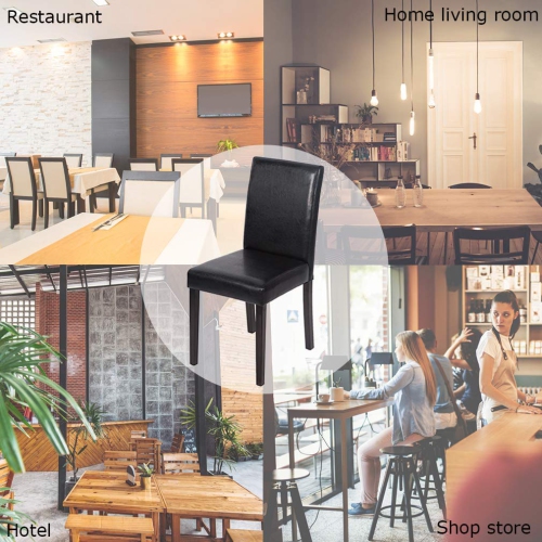 Furniture One Leather Dining Chairs Set of 4 Black