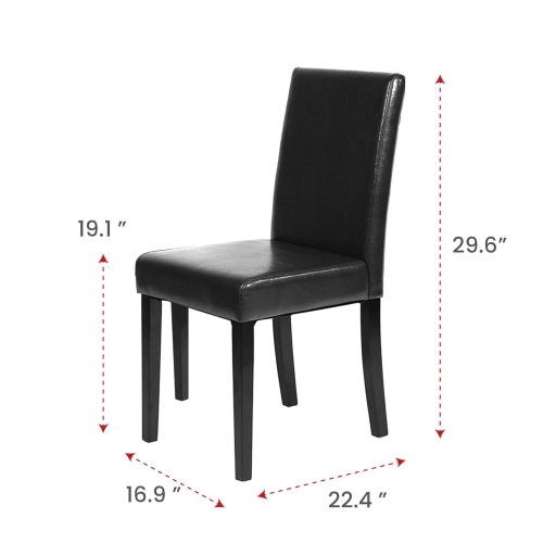 Furniture One Leather Dining Chairs Set of 4 Black