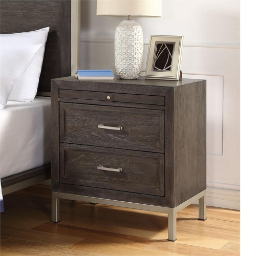 STEVE SILVER COMPANY  Steve Broomfield Walnut Engineered Wood 2-Drawer Nightstand