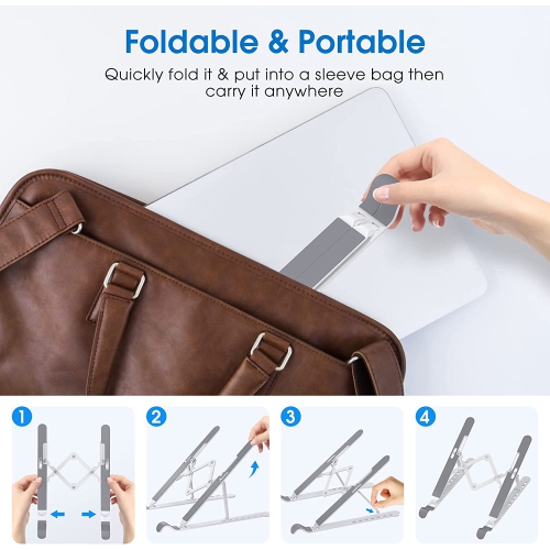 Foldable Portable Laptop Stand for Desk,Adjustable Ergonomic 7-Levels Laptop Stand,Ventilated Laptops Riser