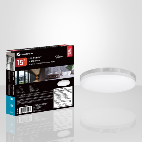 Xtricity - Round Ceiling Light with Integrated LEDs, 15" Diameter, 3 Color Options, From the Valerio Collection, Nickel