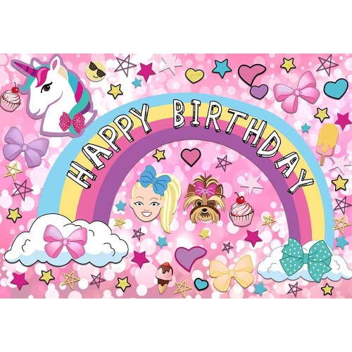 5x3ft Sweet Birthday Backdrop - Unicorn Theme Rainbow Crazy Big Girl Puppy Birthday Decor Supplies - Cartoon
