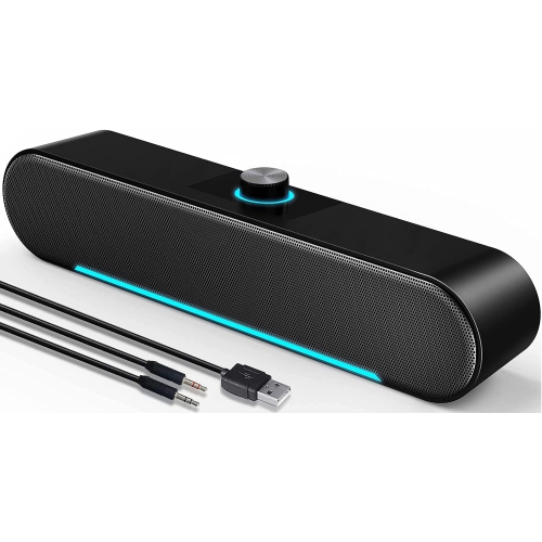 Computer Speakers, USB Powered 3.5mm Aux Input Soundbar Speaker,10W PC Sound Bar