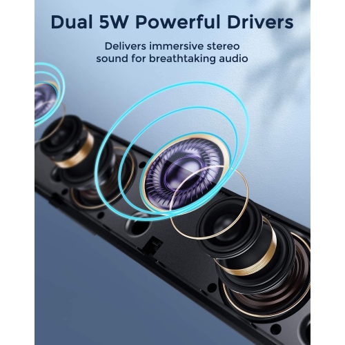 Computer Speakers, USB Powered 3.5mm Aux Input Soundbar Speaker,10W PC Sound Bar