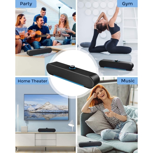 Computer Speakers, USB Powered 3.5mm Aux Input Soundbar Speaker,10W PC Sound Bar