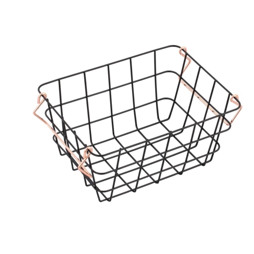 JESSAR  - Decorative Metal Storage Basket With Handles, Small And Gold In Black