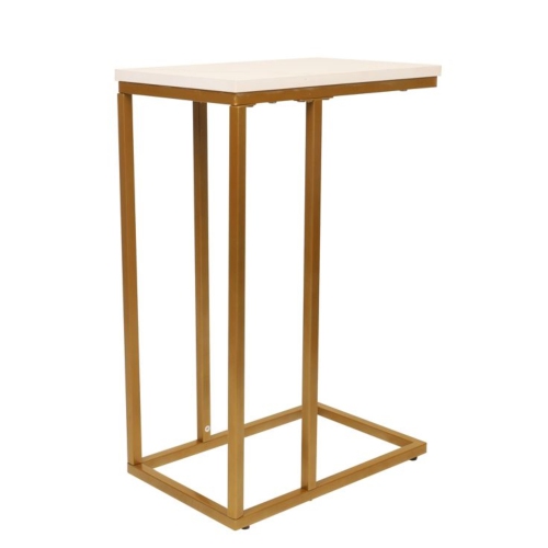 Jessar - Rectangle Side Table, 15.7"x9.8"x23.6", From the Elton Collection, Gold and White