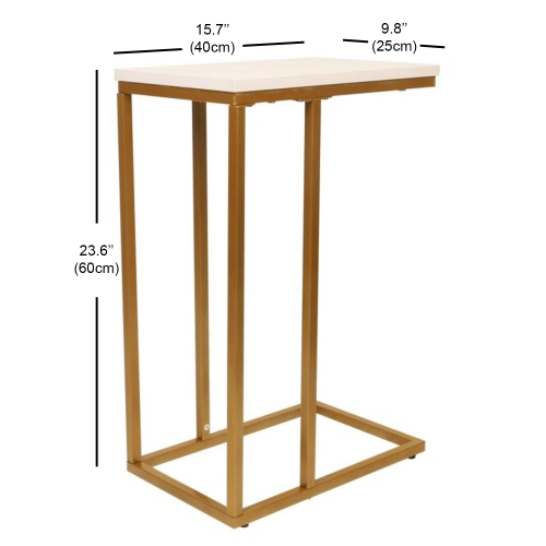 Jessar - Rectangle Side Table, 15.7"x9.8"x23.6", From the Elton Collection, Gold and White
