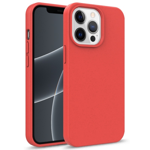 Coque de téléphone TopSave Matte en TPU et paille de blé antichoc pour iPhone 14 Pro 6.1", rouge