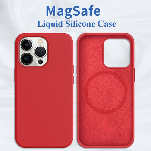 CC  Topsave Magnetic Case Compatible With Mag-Safe, Liquid Silicone Rubber Bumper Case With Soft Microfiber Case for Iphone 14 6.1" In Red