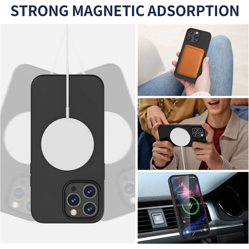 TopSave Magnetic Case Compatible with Mag-Safe, Liquid Silicone Rubber Bumper Case with Soft Microfiber Case For iPhone 14 Pro 6.1", Navy Blue