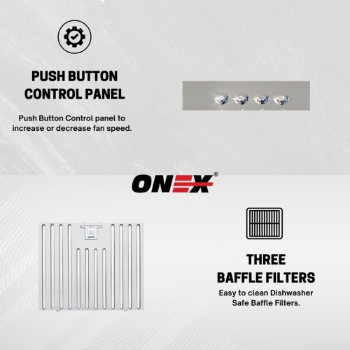 ONEX® OHF66D Stainless Steel Wall Mount 30 inch Range Hood.