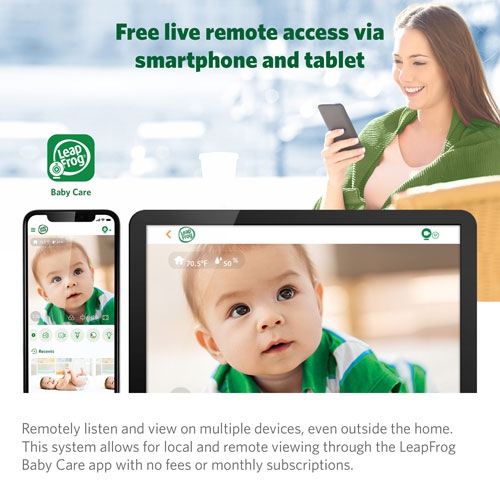 Remis à neuf - LeapFrog 5" Video Wi-Fi Baby Monitor avec vision nocturne, zoom et audio bidirectionnel (LF815HD)
