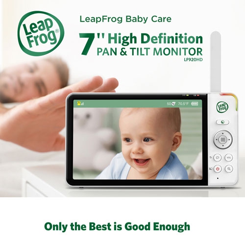 Remis à neuf - Moniteur vidéo pour bébé LeapFrog 7" avec vision nocturne en couleur, zoom, panoramique et inclinaison, et audio bidirectionnel