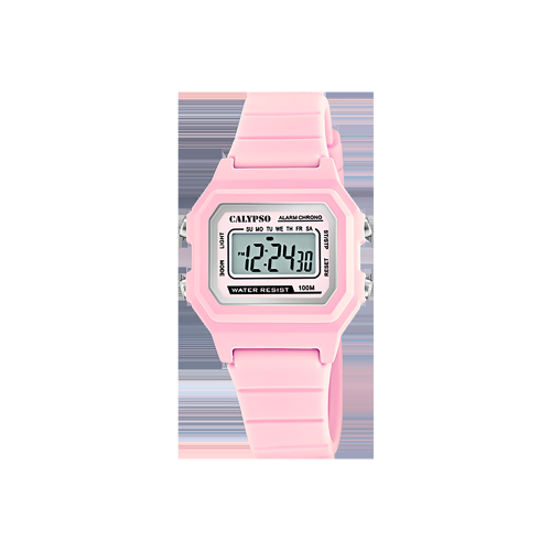 K5802 - montre de sport rectangulaire numérique pour enfants, quartz, bracelet en silicone, chronographe, calendrier jour et date
