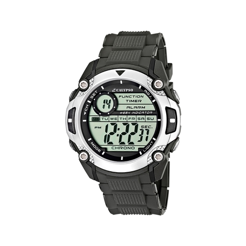 K5577 - 47mm Mens Digital Sports Watch, Quartz, Silicone Strap, Dual Time, Chronograph, Day And Date