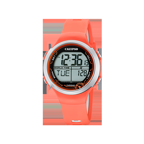 K5799 - 40mm Mens Digital Sports Watch, Quartz, Silicone Strap, Dual Time, World Time, Chronograph, Day And Date