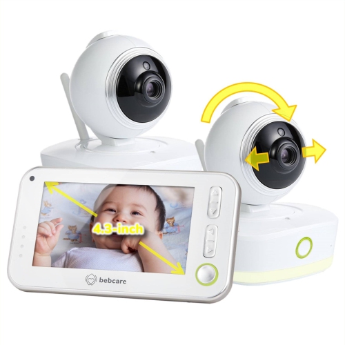 BEBCARE  Motion - Digital Video Low Emissions Baby Monitor w 4.3" True Color Screen (2 Camera Bundle). Temperature, Movement Detection, Night Light
