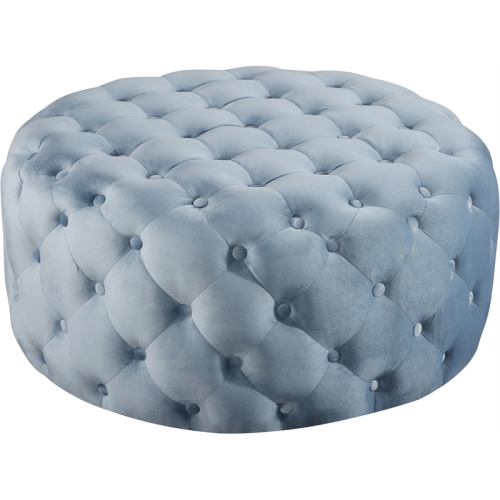 Meridian Furniture Addison Button Sky Blue Velvet Ottoman and Bench