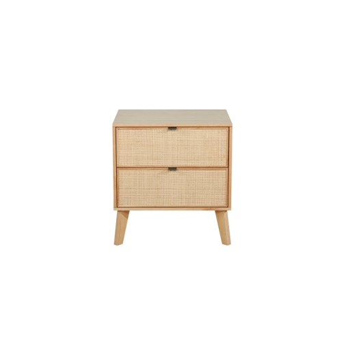 Linon Winnie Wood Nightstand With Cane Drawer Fronts in Natural