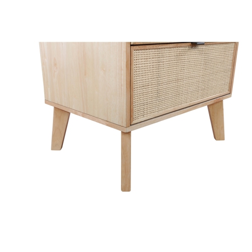 Linon Winnie Wood Nightstand With Cane Drawer Fronts in Natural