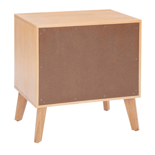 Linon Winnie Wood Nightstand With Cane Drawer Fronts in Natural
