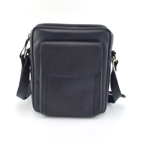 Exclusive Leather CA Leather Messenger/Side Bag // Navy